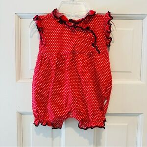 Claesen Charming Red Polka Dot Infant Romper